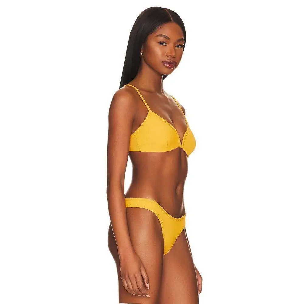 L*Space Helena Underwire Bikini Top Sunshine Gold Size Medium NEW
